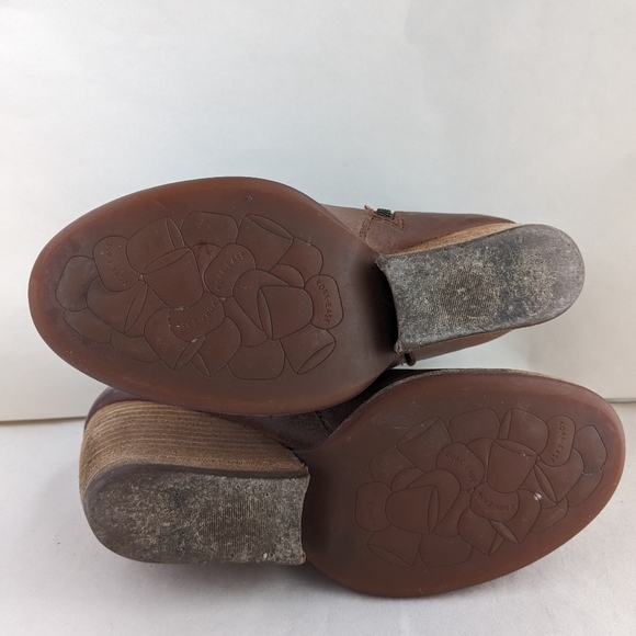 Korkease Natalya Stacked Wedge Bootie Brown Leather Zipper Boot Women's Size 6 - Picture 8 of 13